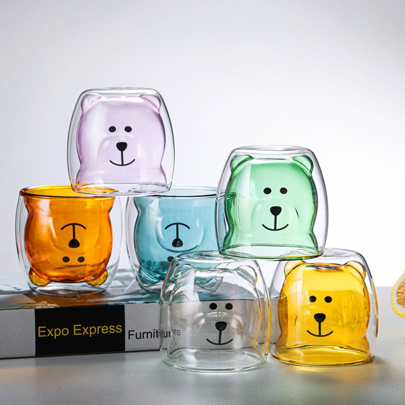 Cute Bear Double-Wall Glass Cups