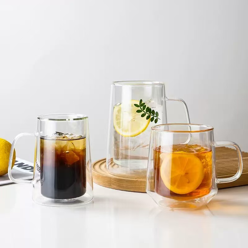 Double-layer glass with handle