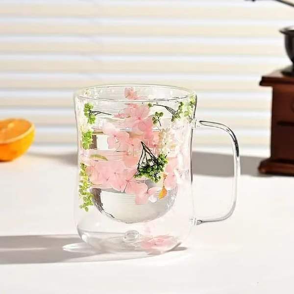 Double-layered cup of dried flowers