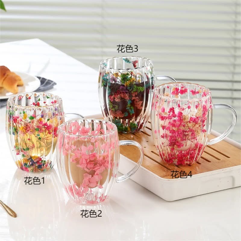Striped dried flower cup