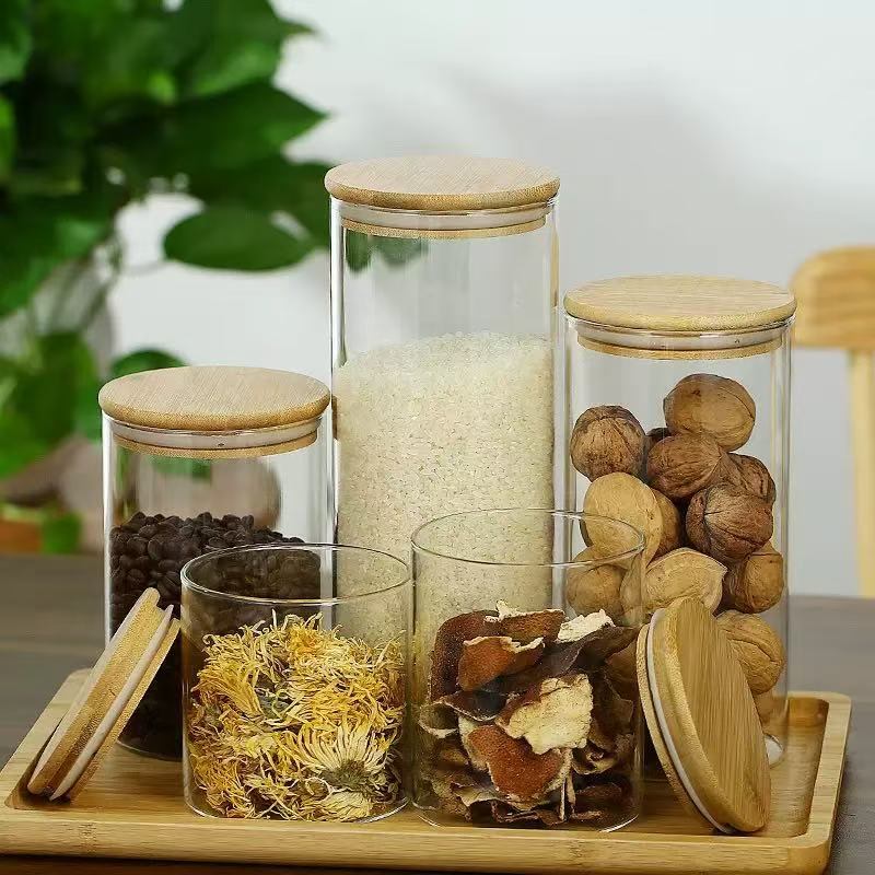 Glass Storage Jars with Bamboo Lids