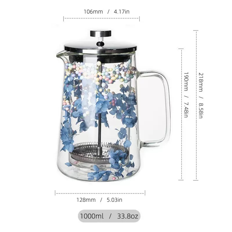 Double-layer glass pot for dried flowers